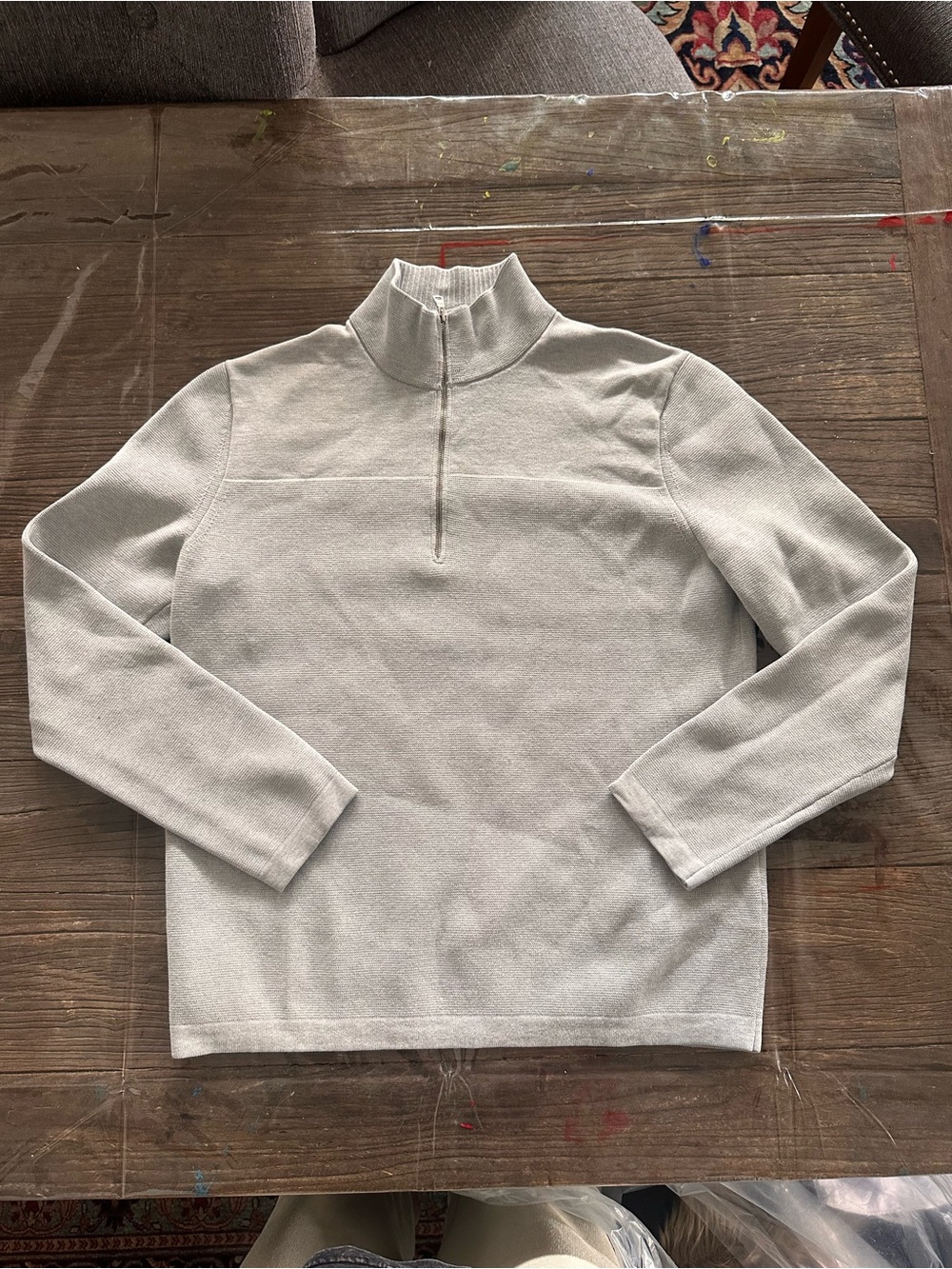 Banana Republic Light Gray Half-Zip Knit Sweater